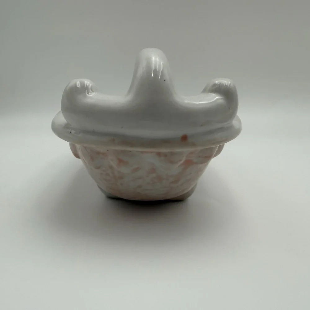 Vtg Ceramic Bathtub Pink Soap Sponge Dish Cottage Farmhouse Trinket & Shell Soap